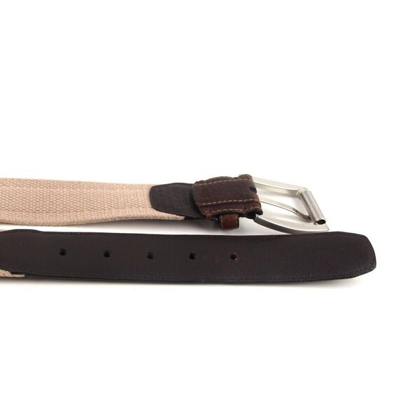 DH BROWN REAL LEATHER BEIGE CANVAS 1 3/8"Wd CASUAL DRESS MEN BELT Sz 36/90 (A22 - Picture 10 of 10